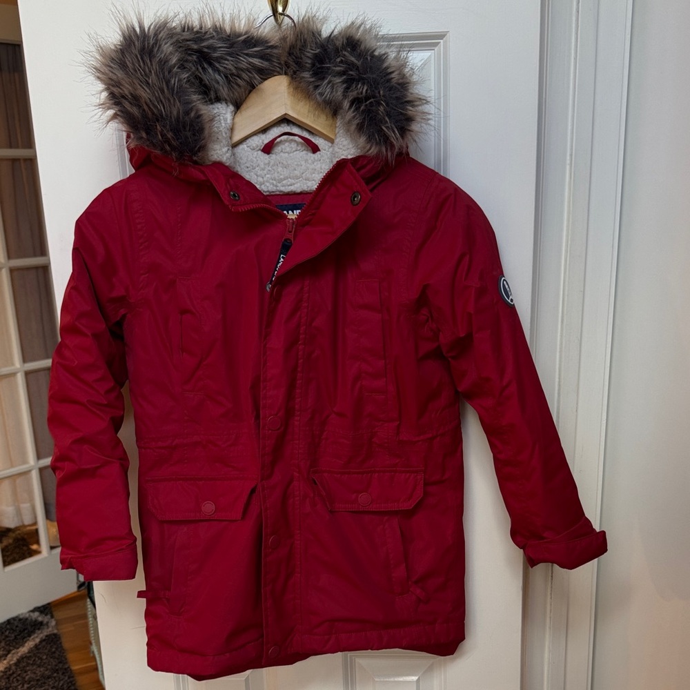 Boys Size 8 Lands' End Red Parka Winter Coat